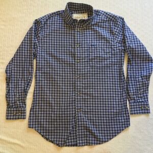 Gokey Mens High‎ Prairie Blue Blast Gingham Twill Shirt Small Long Sleeve